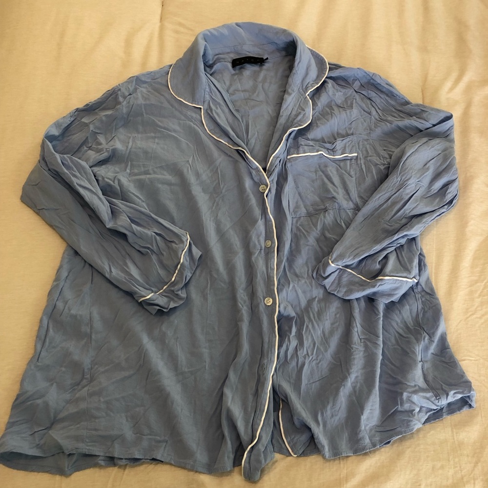 Hatch Button Down Shirt Blue Euc - image 5